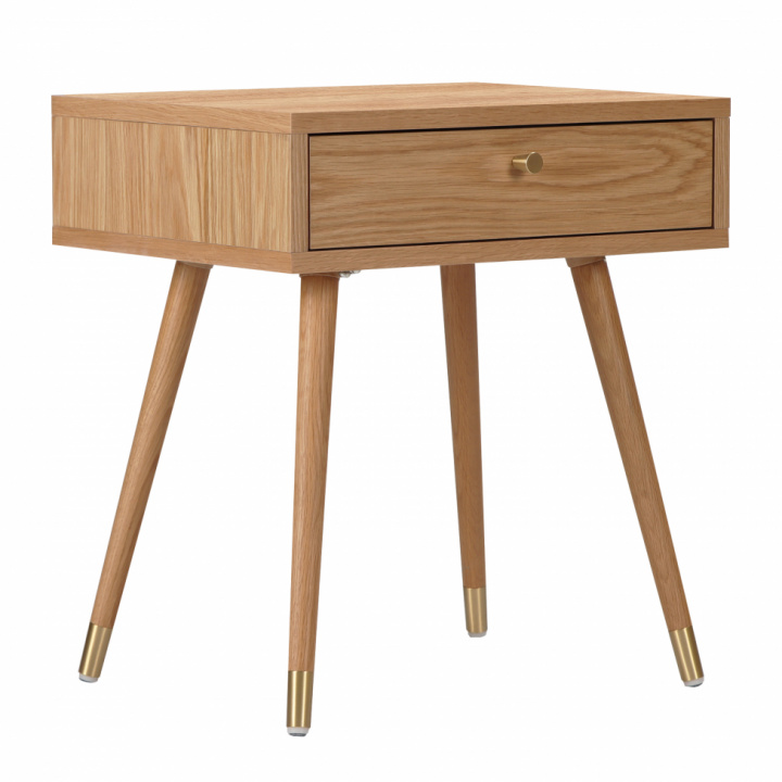Stolik nocny \'Prime\' - Dąb/Mosiądz w grupie Pokoje / Sypialnia w Reforma (2106-oak)