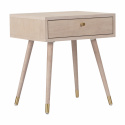 Stolik nocny \'Prime\' - Biały dąb/Mosiądz