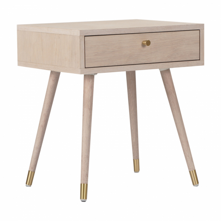 Stolik nocny \'Prime\' - Biały dąb/Mosiądz w grupie Meble / Stoły / Stoliki nocne w Reforma (2106-white-oak)