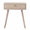 Stolik nocny \'Prime\' - Biały dąb/Mosiądz