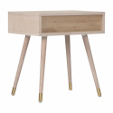 Stolik nocny \'Prime\' - Biały dąb/Mosiądz