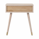 Stolik nocny \'Prime\' - Biały dąb/Mosiądz