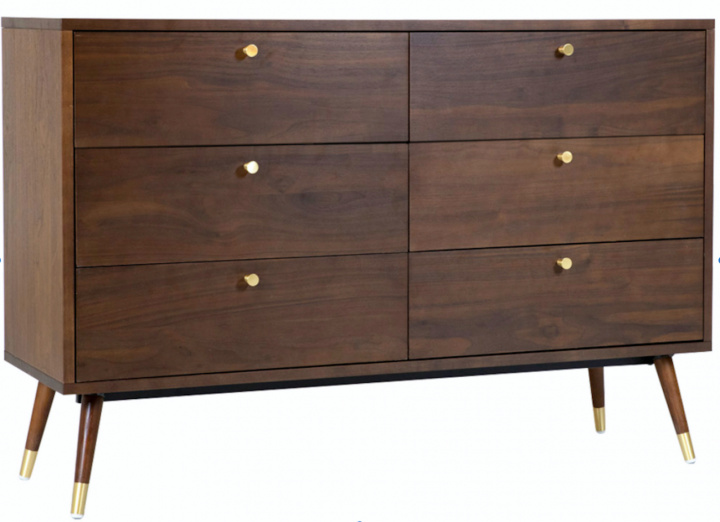 Szafa \'Prime\' 6 szuflad - Orzech/Mosiądz w grupie Meble / Półki i przechowywanie / Komody w Reforma (2108)