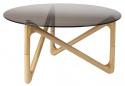 Stolik kawowy \'Naia\' Okrągły 80cm - Naturalny/Szkło
