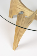 Stolik kawowy \'Kobe\' Okrągły 80cm - Naturalny/Szkło