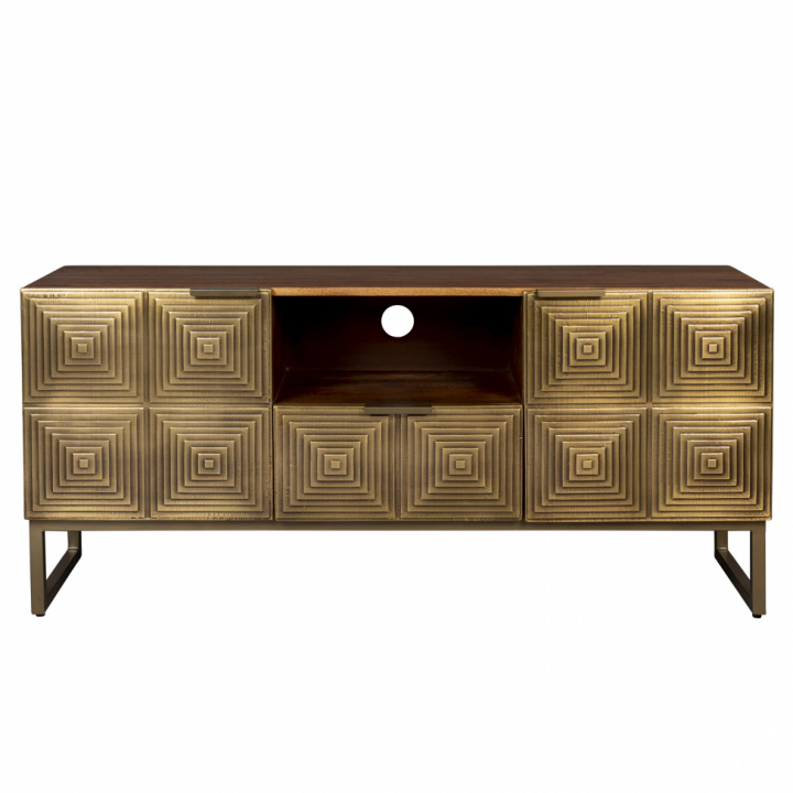 Stolik RTV \'Volan\' - Brązowy/Mosiądz w grupie Meble / Półki i przechowywanie / Stoliki RTV w Reforma (4300026)