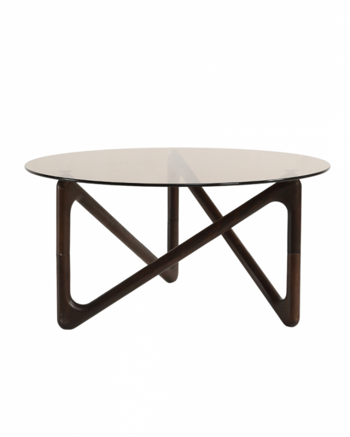 Stolik kawowy \'Modica\' Ø80 – Orzech/Szkło w grupie Meble / Stoły / Stolik kawowy w Reforma (717AB-walnut)