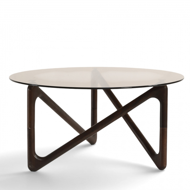 Stolik kawowy \'Modica\' Ø80 – Orzech/Szkło w grupie Meble / Stoły / Stolik kawowy w Reforma (717AB-walnut)
