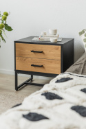 Stolik nocny \'Amster\' - Dąb/Czarny