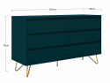 Komoda \'Elle\' 120x70 - Turkus/Mosiądz