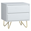 Stolik nocny \'Elle\' - Biała/Mosiądz
