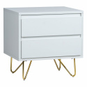 Stolik nocny \'Elle\' - Biała/Mosiądz