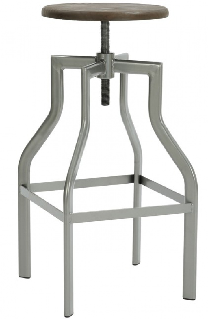 Hoker \'Forshaga\' - Srebrny/Naturalny w grupie Meble / Meble do siedzenia / Hokery w Reforma (KS-01-W-wood)