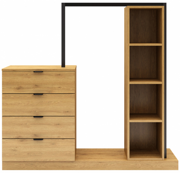 Wieszak na ubrania \'Nova\' 4 szuflady - Dąb/Czarny w grupie Meble / Półki i przechowywanie / Wieszaki na ubrania w Reforma (NOVASU02)