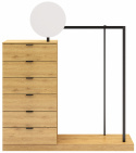 Wieszak na ubrania \'Nova\' 6 szuflad - Dąb/Czarny