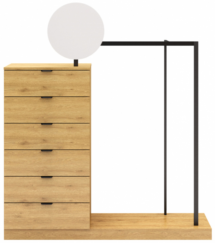 Wieszak na ubrania \'Nova\' 6 szuflad - Dąb/Czarny w grupie Meble / Półki i przechowywanie / Wieszaki na ubrania w Reforma (NOVASU04)