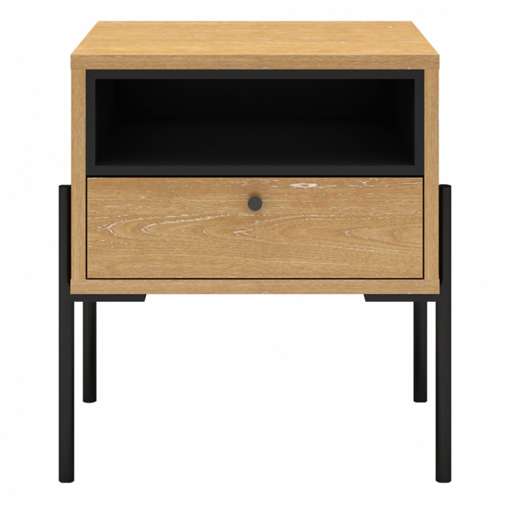 Stolik nocny \'Punt\' - Dąb/Czarny w grupie Meble / Stoły / Stoliki nocne w Reforma (PUNTNS01)