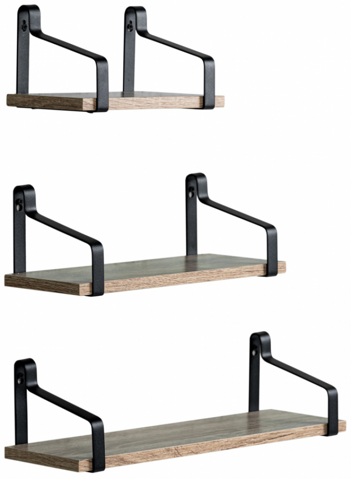 3-pak Półek ściennych \'Mia\' - Czarny/Naturalny w grupie Meble / Półki i przechowywanie / Półki ścienne w Reforma (RH1905-14)