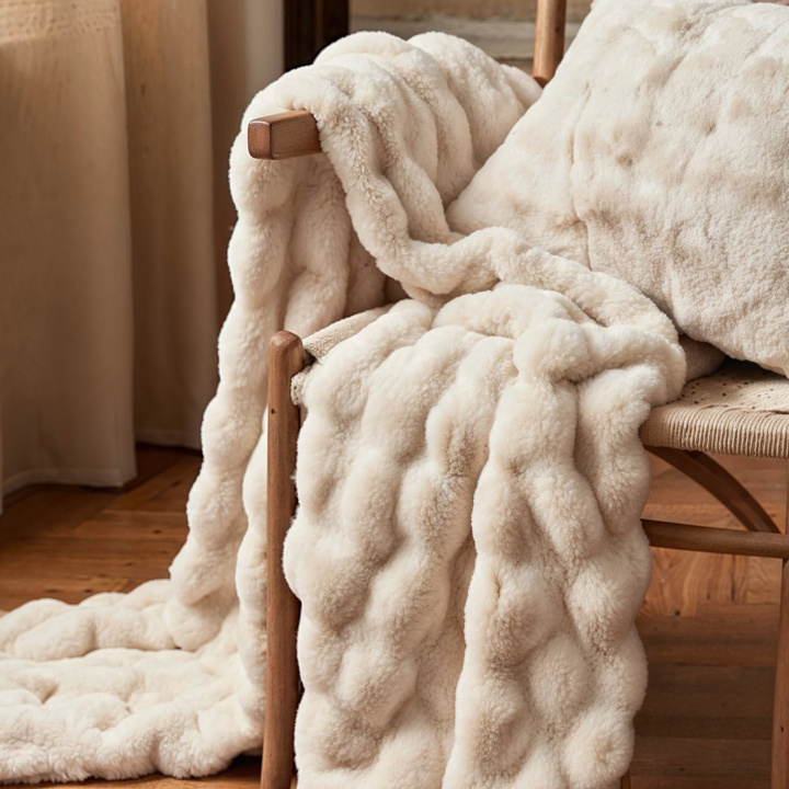 Narzuta \'Aranga Bubble Throw” 130x170cm – beżowa w grupie Wystrój / Tekstylia / Kocyki i pledy w Reforma (V10201578)