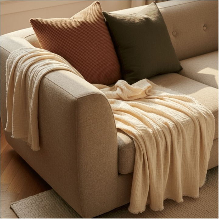 Kocyk muślinowy \'Dorena\' 130x170cm - Biały w grupie Wystrój / Tekstylia / Kocyki i pledy w Reforma (V10201739)
