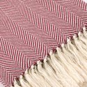 Koc bawełniany \'Denisa Fishbone\' 130x170cm - Czerwony/biały