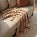 Koc bawełniany \'Denisa Fishbone\' 130x170cm - Brązowo-biały