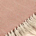 Koc bawełniany \'Denisa Fishbone\' 130x170cm - Brązowo-biały