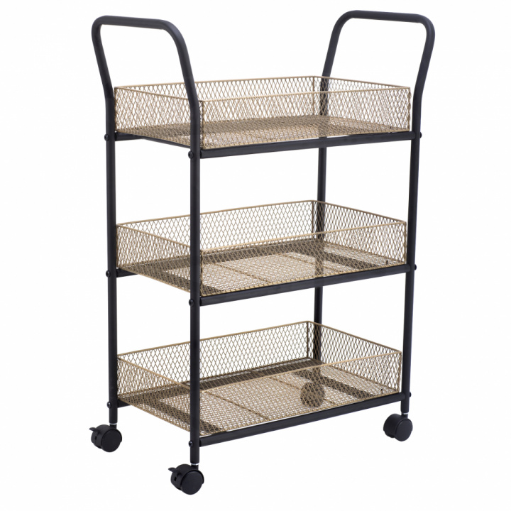 Wózek kuchenny \'Nät\' - Czarny/Drewno w grupie Meble / Stoły / Wózki serwisowe i stoliki na kółkach w Reforma (WS-C1003)