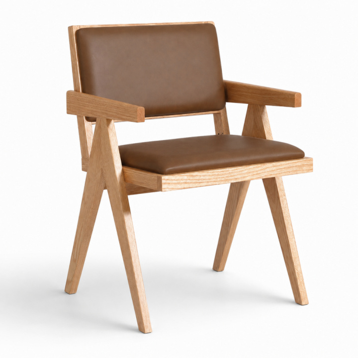 Krzesło z podłokietnikami \'Jean\' - Dąb/Brązowy w grupie Meble / Meble do siedzenia / Krzesła w Reforma (WS-RT02-oak)