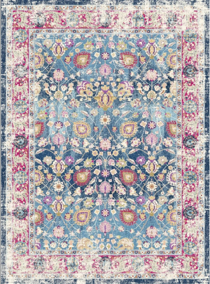 Dywan Wilton \'Bouhjar\' 130x190cm - Niebieski/Różowy/Multi w grupie Wystrój / Dywany / Woven rugs w Reforma (X10116926)